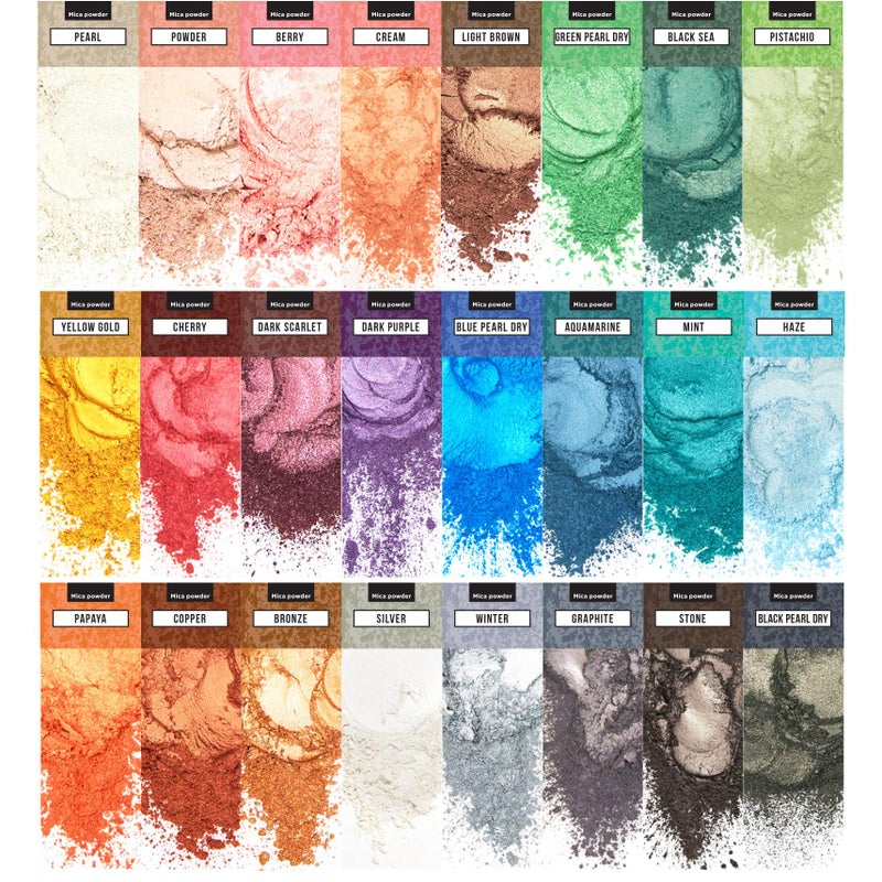 Soap Shop Mica Powder for Epoxy Resin â€“ Pigment Powder for Nails â€“ Epoxy Resin Color Pigment â€“ Soap Making Dye â€“ Mica Pigment Powder 24 Colors Set - Image 1